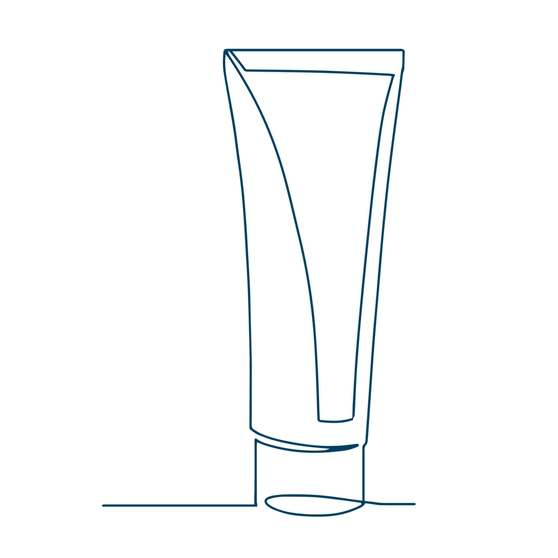 Diese Line-Art-Zeichnung einer Tube steht für den ersten Verkaufsschlager, den Sixtus Fußbalsam.