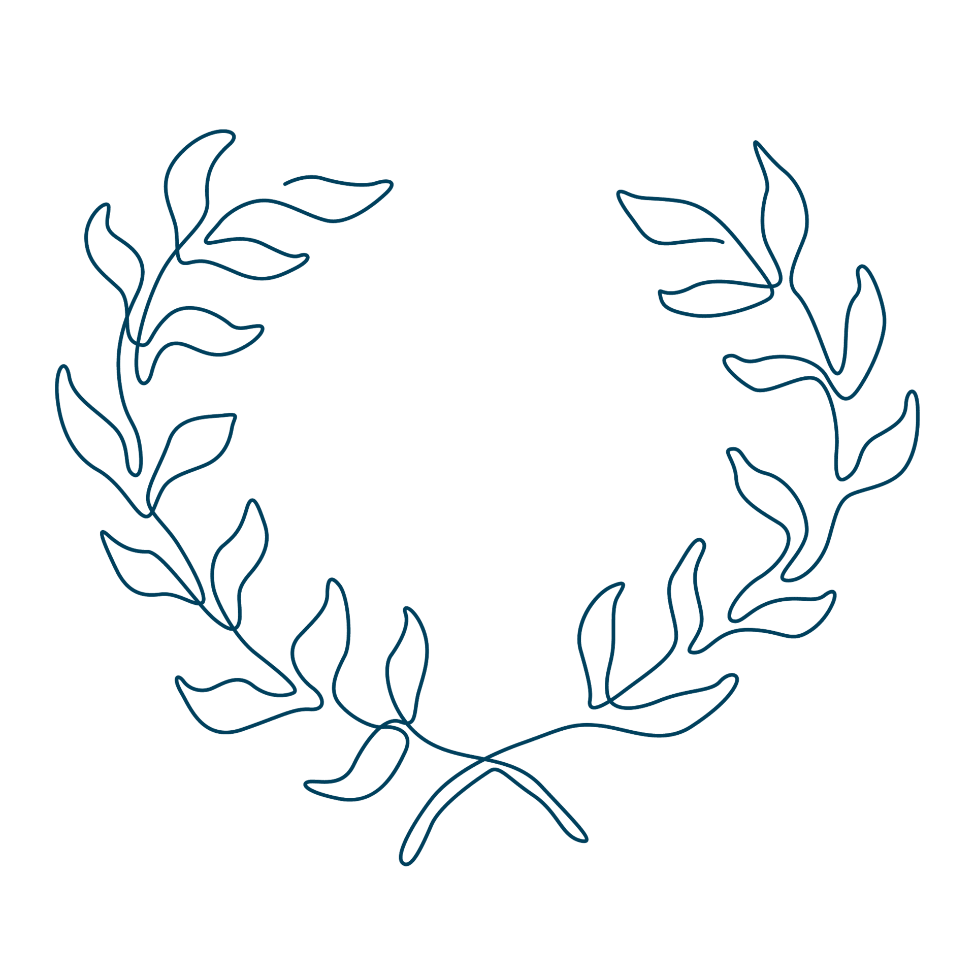 Die Line-Art-Zeichnung von zwei Zweigen mit Blättern steht für den Triathlon