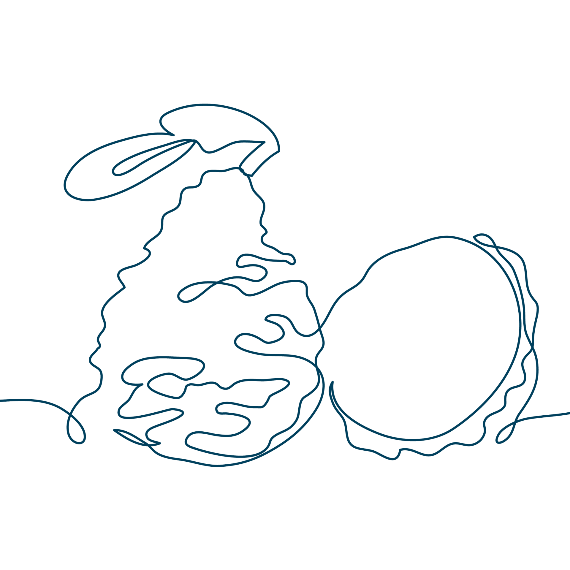 Line-Art-Zeichnung einer Bergamotte-Frucht. Die Sixtus-Heilkräuter beinhalten u. a. Bergamotte.