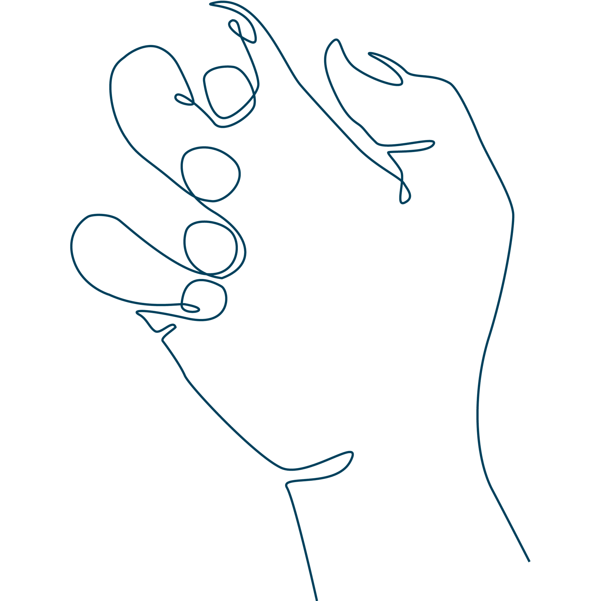 Diese Line-Art-Zeichnung voN Fingern mit Fingernägeln bildet den Link zu den Sixtus Nagel-Produkten.