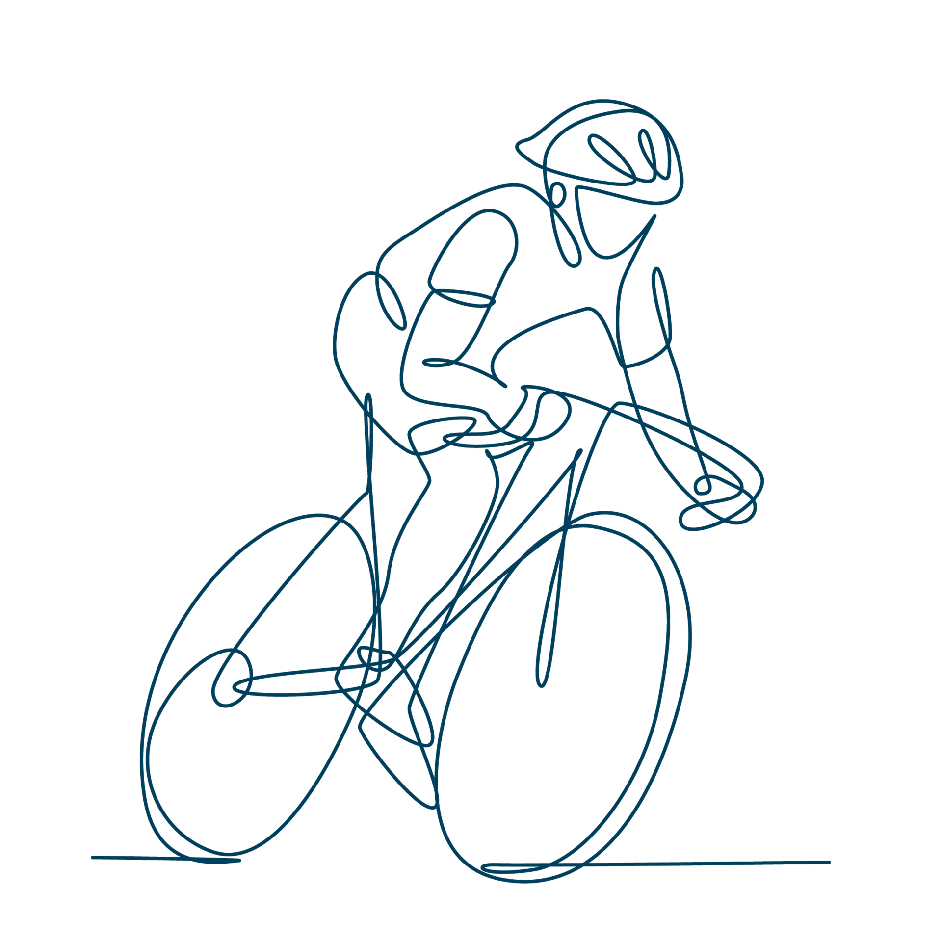 Die Line-Art-Zeichnung eines Rennradfahrers steht für den Sixtus Sportdienst.