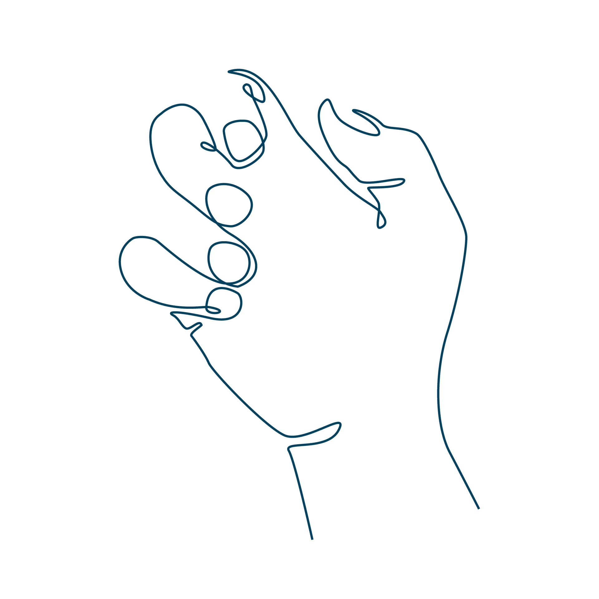 Diese Line-Art-Zeichnung von Fingern mit Fingernägeln bildet den Link zur Seite mit Nagel-Produkten.
