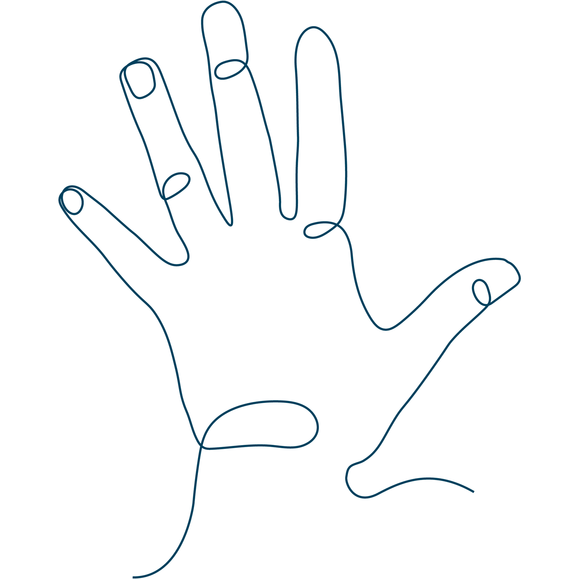 Diese Line-Art-Zeichnung einer Hand bildet den Link zu den Sixtus Hand-Produkten.